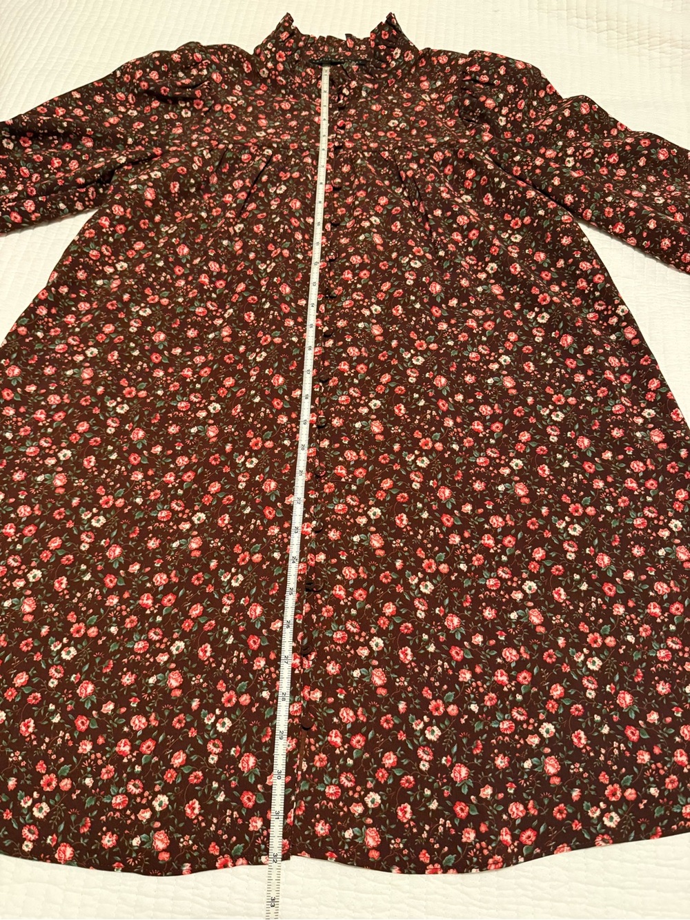 English Factory Floral Long Sleeve Mini Dress with Front Button Detail - Picture 12 of 13